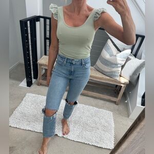 Vero Moda green ruffle strap thong bodysuit summer vacation casual party event M